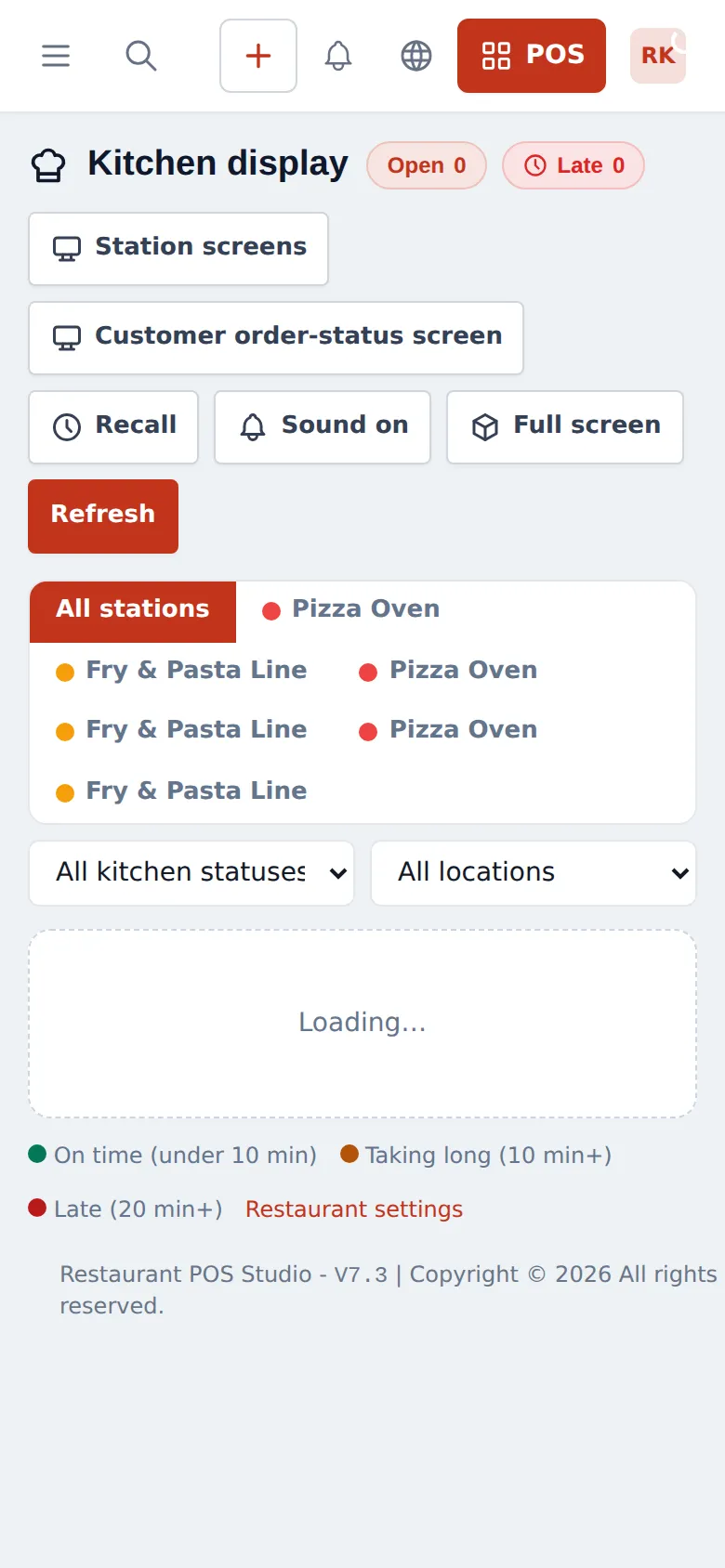 Kitchen display in a phone browser